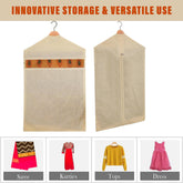 Kuber Industries Hanging Saree Bag | Cotton Clothes Bags for Storage | Hanging Cotton Saree Covers | Mesh Window Cloth Storage Bag | Saree Stoarge Covers with Zip | Pack of 5 | Cream